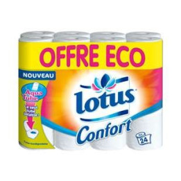 24 Rouleaux Lotus Confort Papier Toilette Blanc - Grossiste boissons, boissons en gros avec ClicMarket