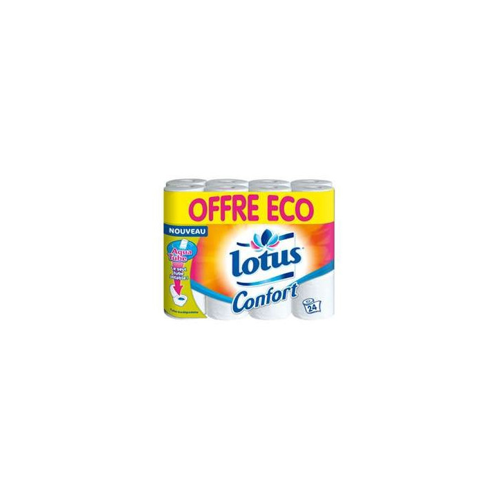 24 Rouleaux Lotus Confort Papier Toilette Blanc - Grossiste boissons, boissons en gros avec ClicMarket