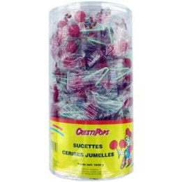 120 Sucettes Cerises Jumelles Crestipops - Grossiste alimentaires, bonbons en gros avec ClicMarket