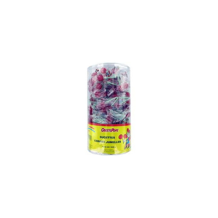 120 Sucettes Cerises Jumelles Crestipops - Grossiste alimentaires, bonbons en gros avec ClicMarket