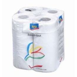 8 Paquets de 4 Rouleaux Essuie tout Blanc Aro - Vos courses en ligne livrées à domicile avec ClicMarket