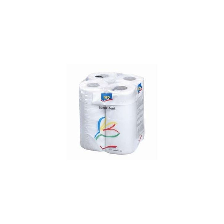 8 Paquets de 4 Rouleaux Essuie tout Blanc Aro - Vos courses en ligne livrées à domicile avec ClicMarket