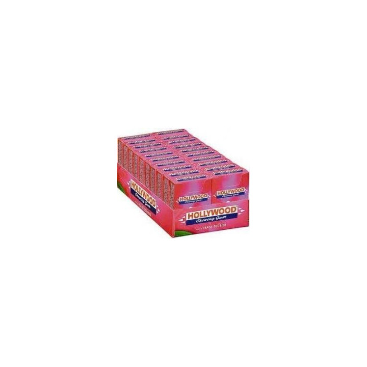 20 Paquets de Chewing-gum Hollywood Fraises des Bois - Bonbons en gros, chewing-gum en gros, avec ClicMarket
