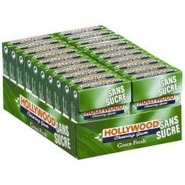 20 Paquets de Chewing-gum Hollywood Green Fresh Sans Sucres - bonbons en gros, chewing-gum en gros, avec, ClicMarket