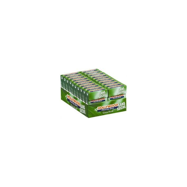 20 Paquets de Chewing-gum Hollywood Green Fresh Sans Sucres - bonbons en gros, chewing-gum en gros, avec, ClicMarket