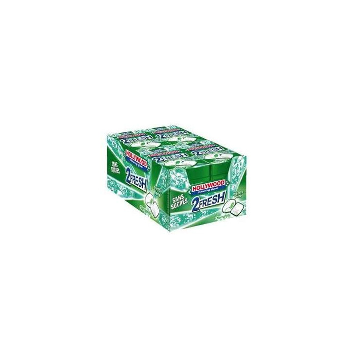 16 Paquets de Chewing-gum Hollywood 2 Fresh Chlorophylle Sans Sucres - bonbons en gros, confiseries en gros avec ClicMarket