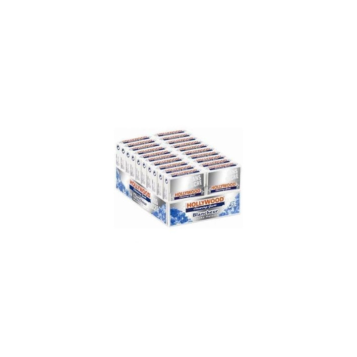 20 Paquets de Chewing-gum Hollywood Blancheur Menthe Polaire Sans Sucres - Bonbons en gros, chewing-gum en gros, avec ClicMarket