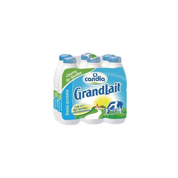 6 Bouteilles de Grandlait Ferme 1/2 Ecrémé UHT Candia 6X1 L - Fournisseur de boissons, Grossiste Boissons