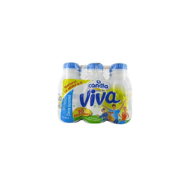 6 Bouteilles de Lait Demi-Ecrémé Viva Candia 6 x 50 CL - Fournisseur de boissons, Grossiste Boissons