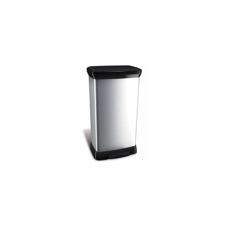 Poubelle à Pédale Aspect Métal Curver 50 L