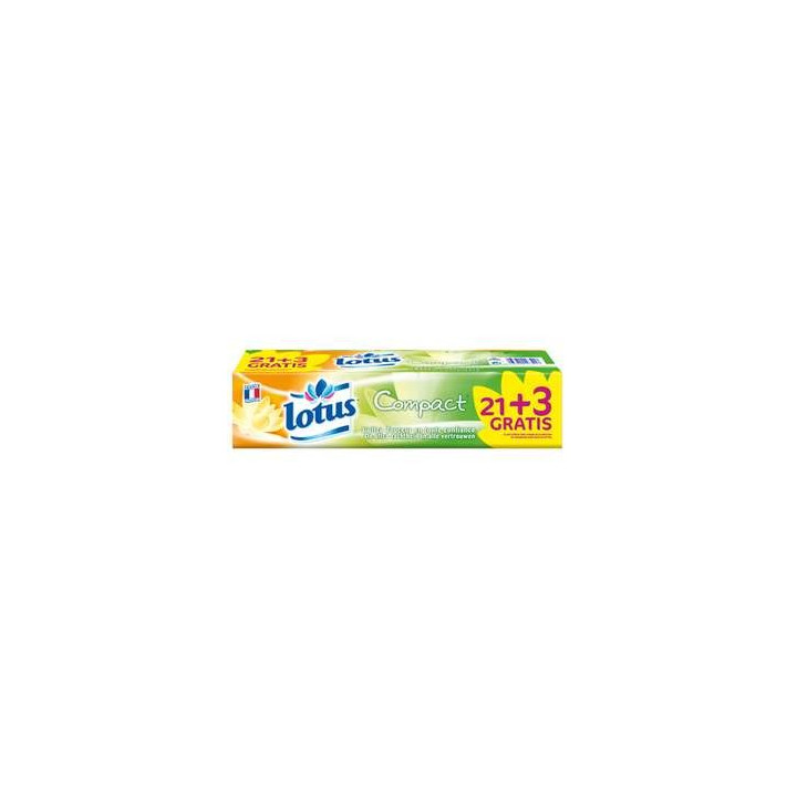 21 Paquets + 3 Gratuits de Mouchoirs Compact Lotus