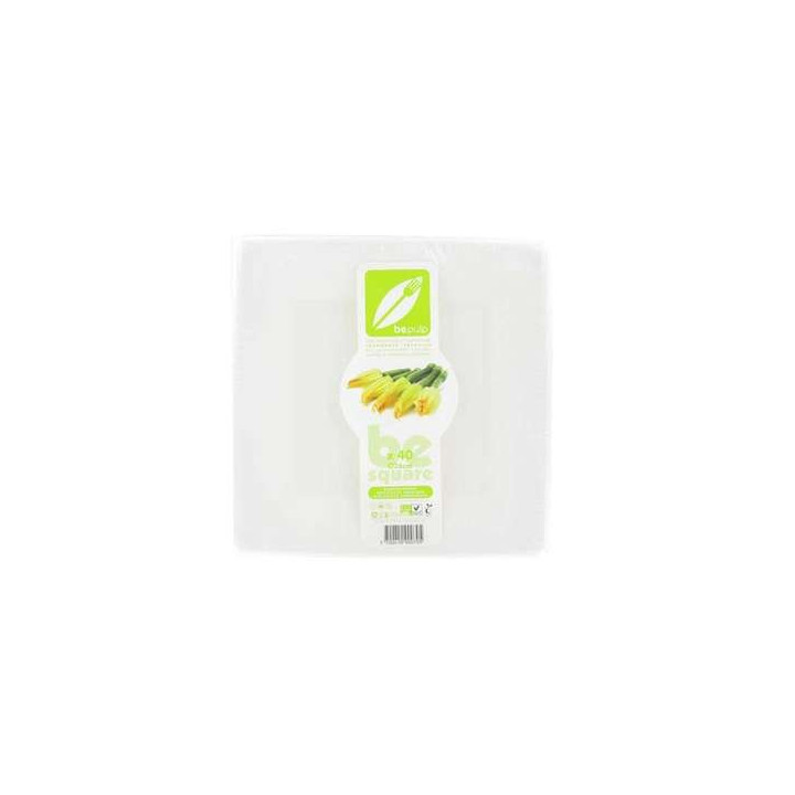 40 Assiettes Carrées Biodégradables Be Pulp 26 CM