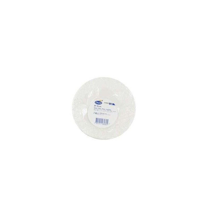 100 Assiettes Blanches en Carton Duni 15 CM
