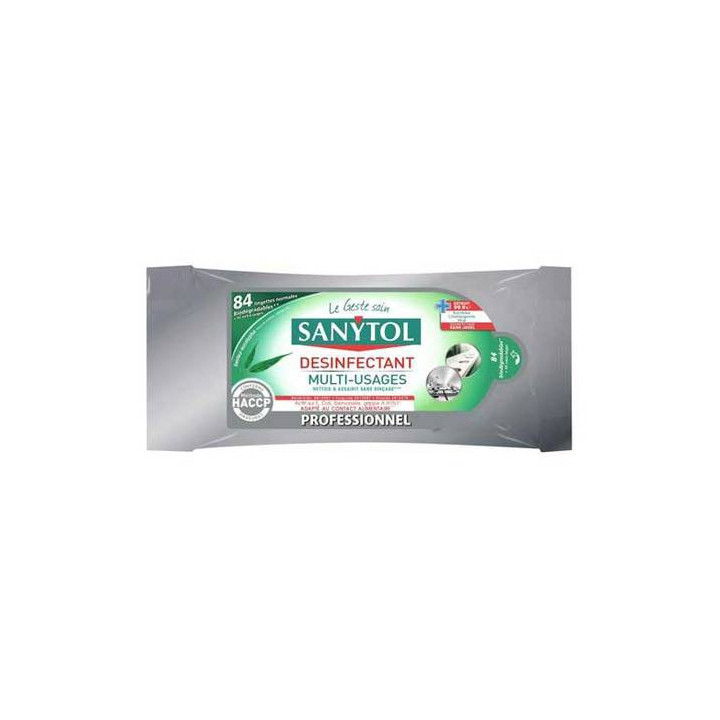 84 Lingettes Désinfectantes Multi-usages Sanytol