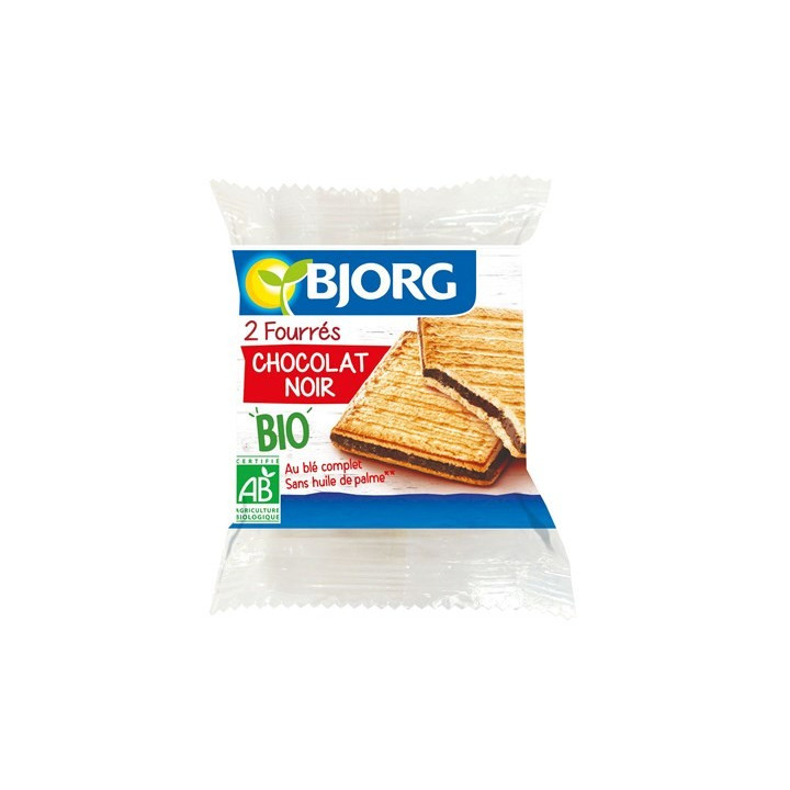 20 Biscuits Fourrés au Chocolat Noir Bio Bjorg 2 x 50 G