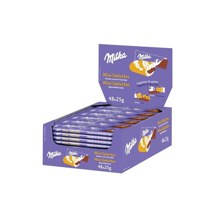 48 Mini Tablettes Chocolat au Lait Milka 48 x 25 G