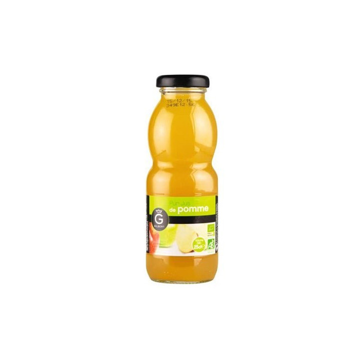 12 Bouteilles en Verre de Pur Jus de Pomme Bio Gilbert 12 x 25 CL