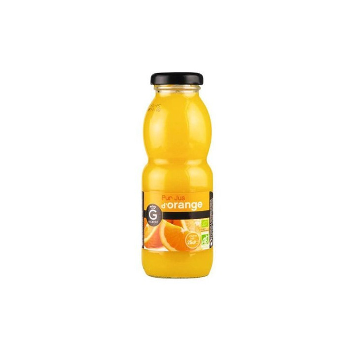 12 Bouteilles en Verre de Jus d'Orange Bio Gilbert 12 x 25 CL