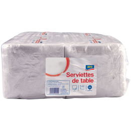 1600 Serviettes Blanches Jetables 1 Pli Blanc 29 x 32 cm Aro