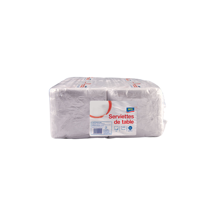 1600 Serviettes Blanches Jetables 1 Pli Blanc 29 x 32 cm Aro