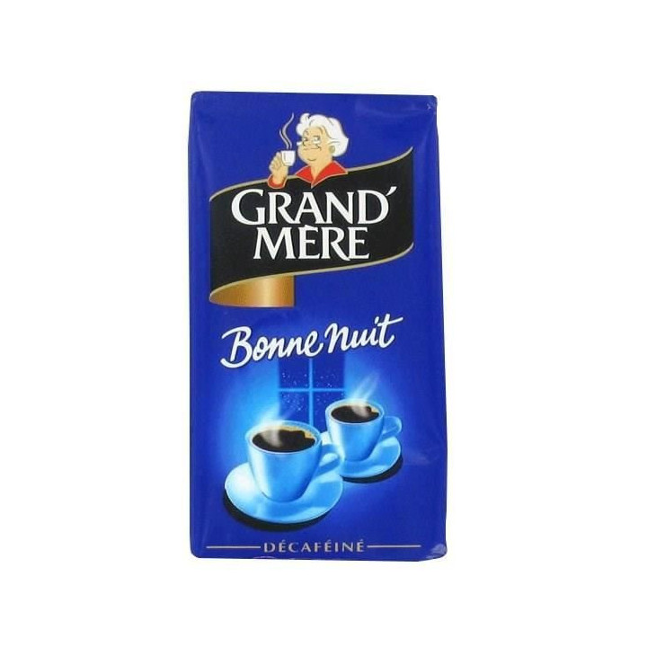 12 Paquets de Café Décaféiné Moulu Bonne Nuit Grand Mère 12 x 250 G