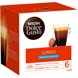 16 Dosettes de Café Gusto Lungo Décaféiné Dolce Gusto Nescafé