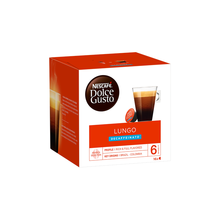 16 Dosettes de Café Gusto Lungo Décaféiné Dolce Gusto Nescafé