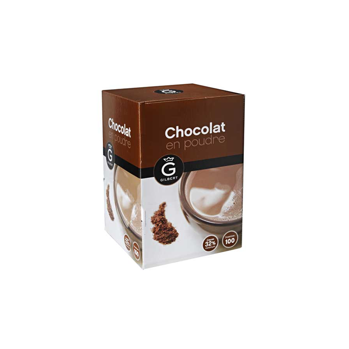 100 Dosettes de Chocolat en Poudre Gilbert 100 x 20 G