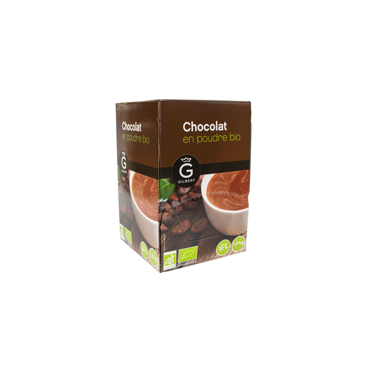 90 Dosettes de Chocolat en Poudre Bio Gilbert 90 x 20 G