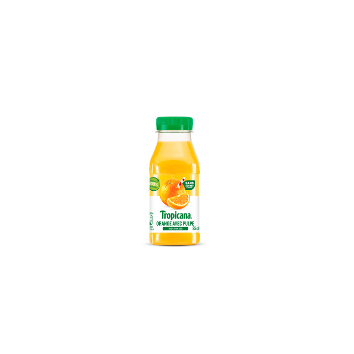 12 Bouteilles de Tropicana Orange avec Pulpe 12 x 25 CL
