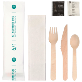 50 Kits Couverts en Bois 6/1