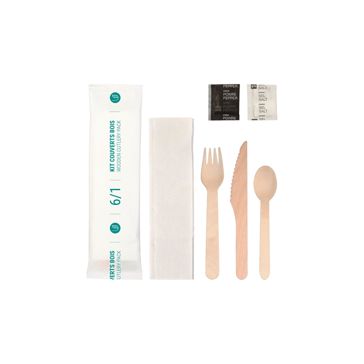 50 Kits Couverts en Bois 6/1