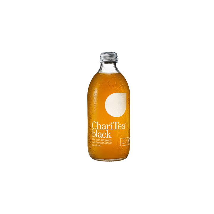 12 Bouteilles en Verre de Thé Glacé Noir Bio 33 Chari Tea Black 12 x 33 CL