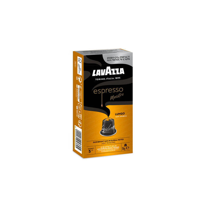 10 Capsules de Café Espresso Maestro Lungo Intensité 5 Lavazza - Grossiste boissons, fournisseur de boissons, boissons en gros
