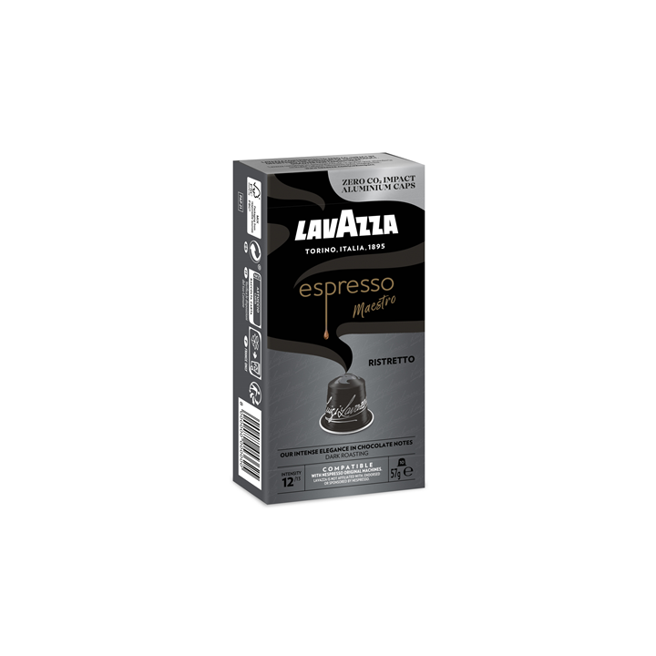 10 Capsules de Café Espresso Maestro Ristretto Intensité 12 Lavazza - Grossiste boissons, fournisseur de boissons, boissons en g