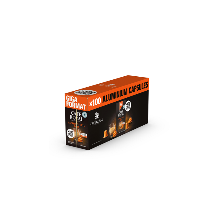 100 Capsules de Café Espresso Forte Intensité 8/10 Café Royal - Grossiste boissons, fournisseur de boissons, boissons en gros