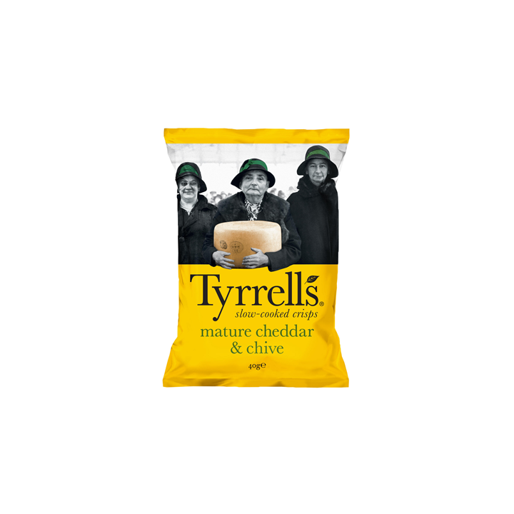 18 Paquets de Chips Cheddar et Ciboulette Tyrrells 18 x 40 G - Grossiste boissons, fournisseur de boissons, boissons en gros ave