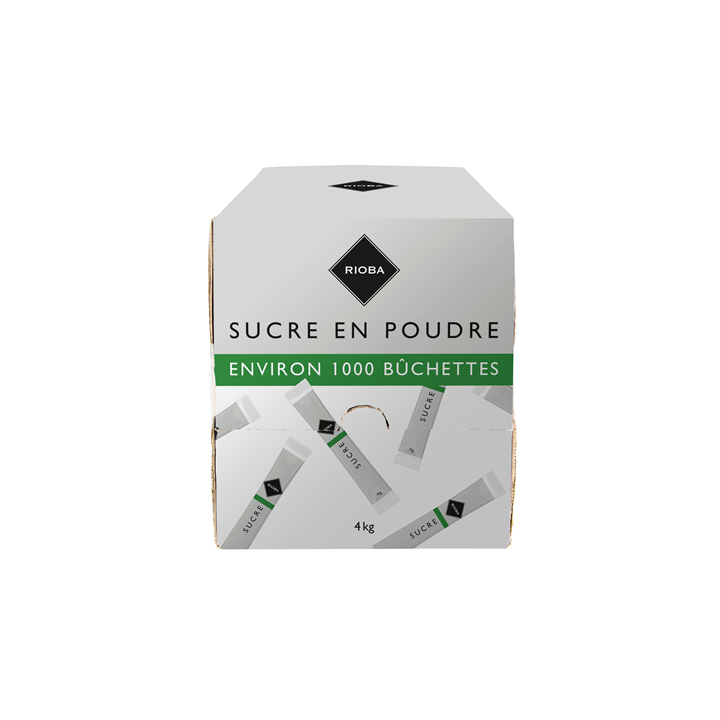 1000 Bûchettes de Sucre en Poudre Rioba 1000 x 4 G - Grossiste boissons, fournisseur de boissons, boissons en gros avec ClicMark