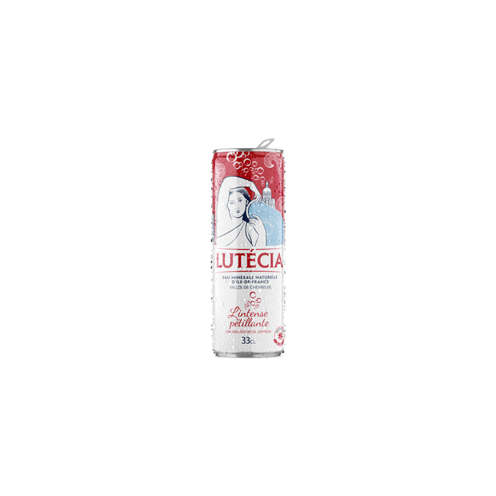 24 Canettes d'Eau Minérale Naturelle Gazeuse d'Ile France Lutécia 24 x 33 CL - Grossiste boissons, fournisseur de boissons, bois