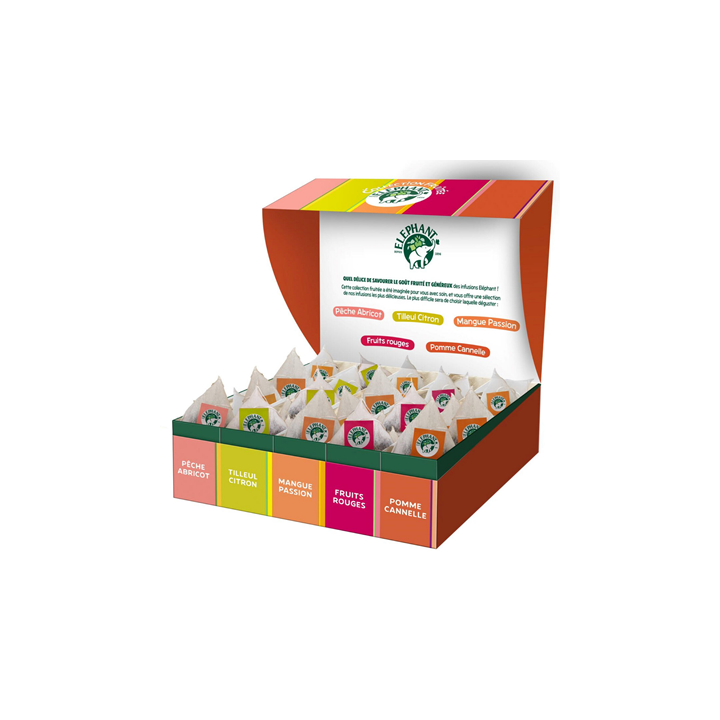 Coffret de 50 Sachets d'Infusion Collection Fruitée Elephant - Grossiste boissons, fournisseur de boissons, boissons en gros ave