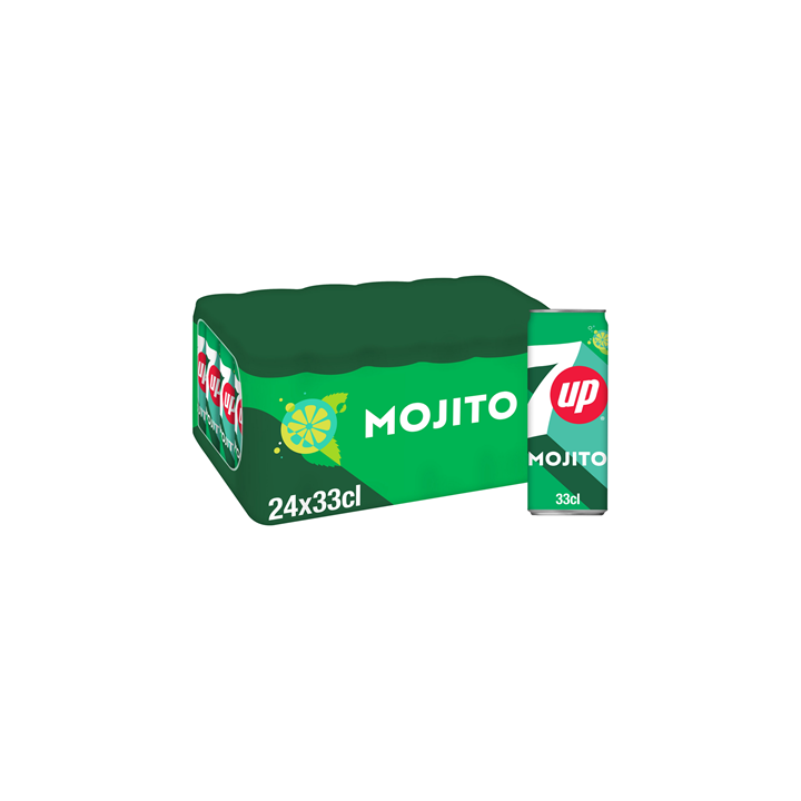 24 Canettes de Seven UP Saveur Mojito 24 x 33 CL - Grossiste boissons, fournisseur de boissons, boissons en gros avec ClicMarket