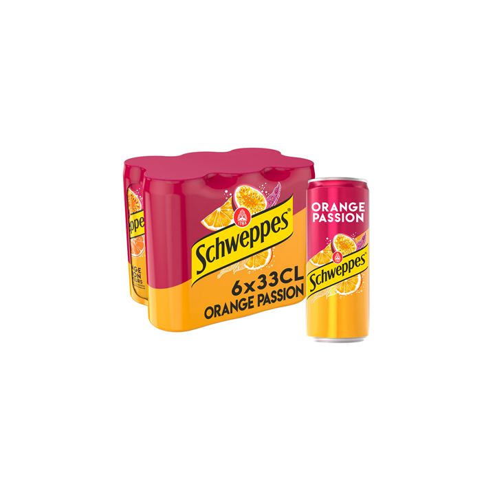 24 Canettes Schweppes Orange Passion 24 x 33 CL - Grossiste boissons, fournisseur de boissons, boissons en gros avec ClicMarket
