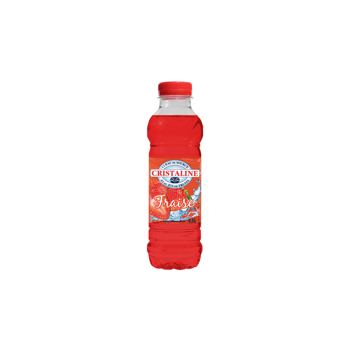 24 Bouteilles d'Eau Cristaline au Jus de Fruit Fraise 24 x 50 CL - Grossiste boissons, fournisseur de boissons, boissons en gros