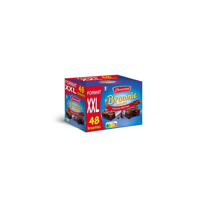 48 Sachets de Brownie Pocket Chocolat et Pépites de Chocolat Brossard 1.440 kg - Grossiste boissons, fournisseur de boissons, bo