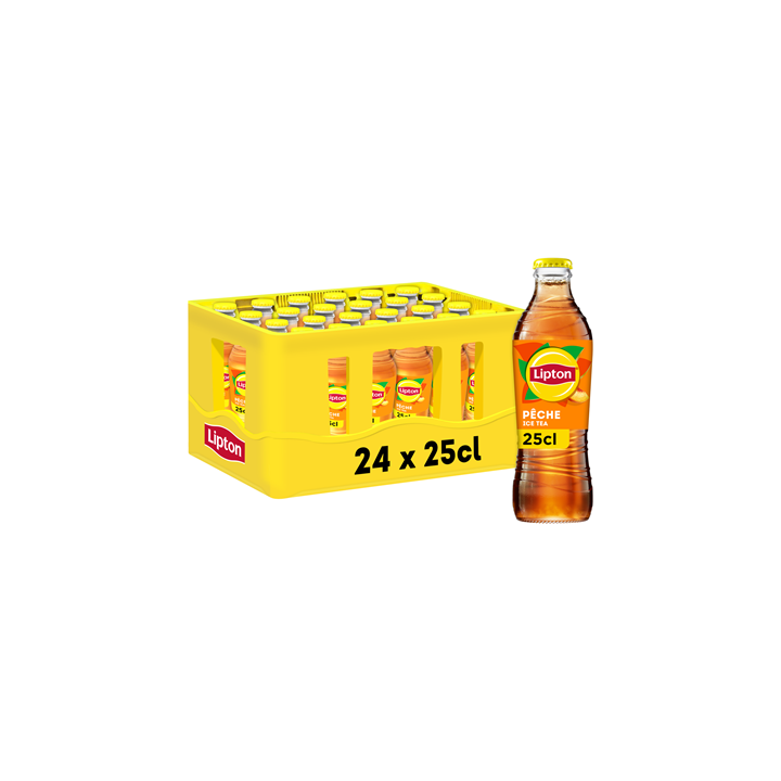 24 Bouteilles en Verre Consigné Lipton d'Ice Tea Pêche 24 x 25 CL - Grossiste boissons, fournisseur de boissons, boissons en gro