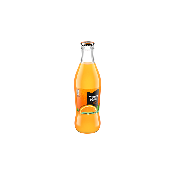 24 Bouteilles en Verre Consigné de Minute Maid Orange 24 x 25 CL - Grossiste boissons, fournisseur de boissons, boissons en gros