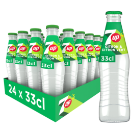 24 Bouteilles en Verre Consigné de Seven UP Citron & Citron Vert 24 x 25 CL - Grossiste boissons, fournisseur de boissons, boiss