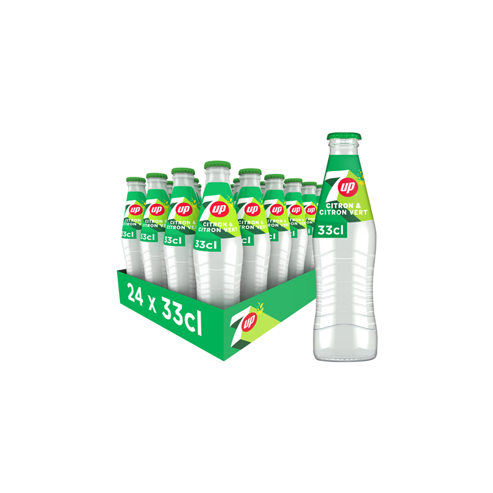 24 Bouteilles en Verre Consigné de Seven UP Citron & Citron Vert 24 x 25 CL - Grossiste boissons, fournisseur de boissons, boiss