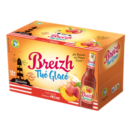 18 Bouteilles en Verre de Breizh Thé Glacé Saveur Pêche 18 x 33 CL - Grossiste boissons, fournisseur de boissons, boissons en gr