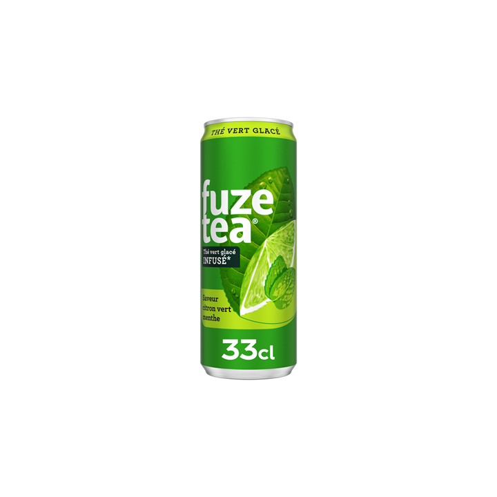 24 Canettes Thé Glacé Citron Vert et Menthe Fuzetea 24 x 33 CL -  Grossiste boissons, fournisseur de boissons, boissons en gros